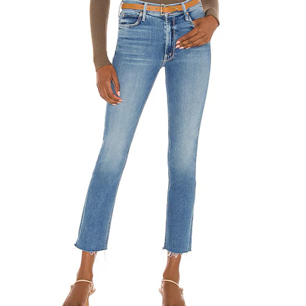 MOTHER Mid Rise Dazzler Ankle Fray Jeans Riding Cliffside Size 27